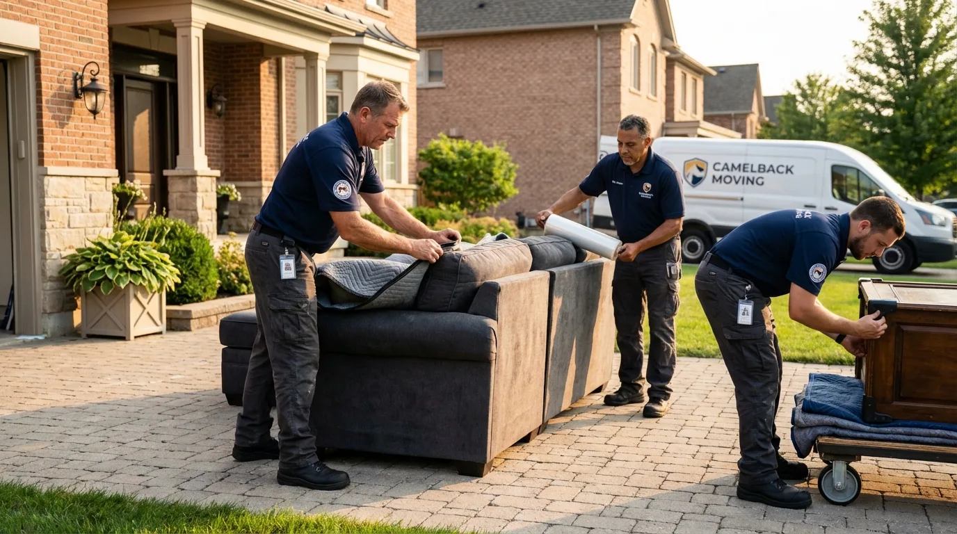 Large estate moving crew wrapping furniture in Hartford City, IN