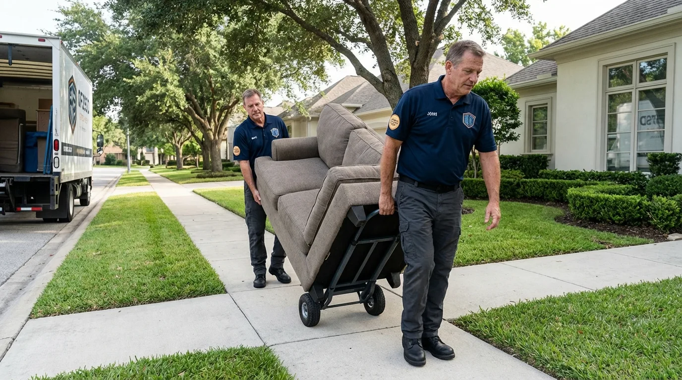 Local residential moving crew loading furniture in Hartford City, IN