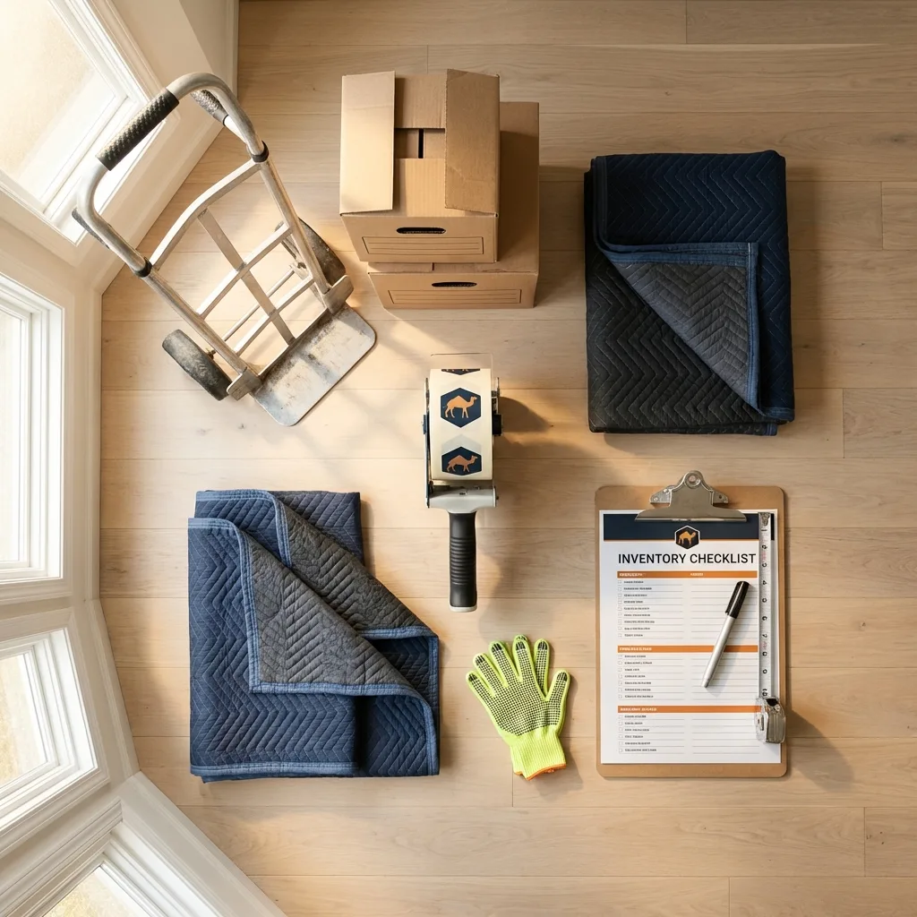 Professional moving supplies and packing materials layout for Hartford City residential relocations